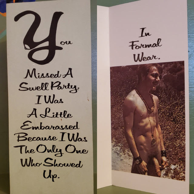 Vintage greeting card you missed a swell party nude male penis