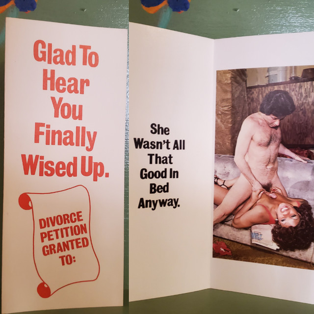 Vintage porn greeting card divorce glad you finally wised up bad in bed penis boobs