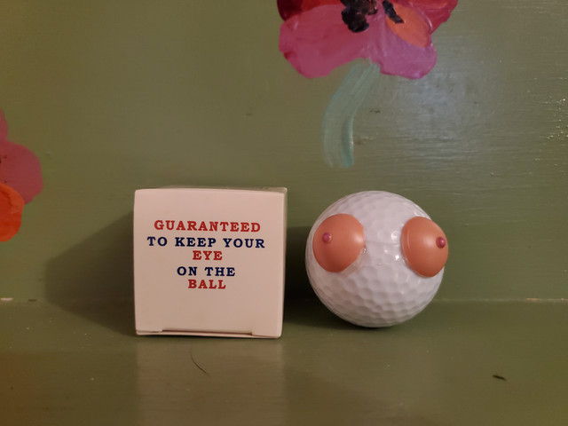 Vintage boob golf ball eyes on the ball gag gift