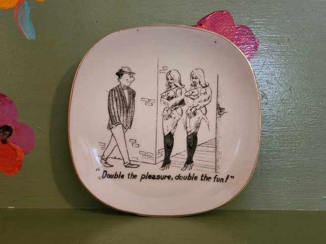 Vintage ashtray plate double the pleasure double the fun prostitute Vintage ashtray plate double the pleasure double the fun prostitute