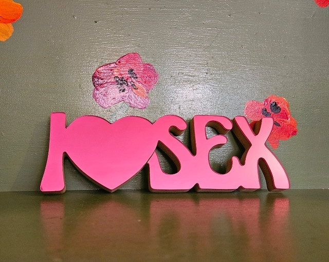 Vintage I love sex heart pink sign plaque