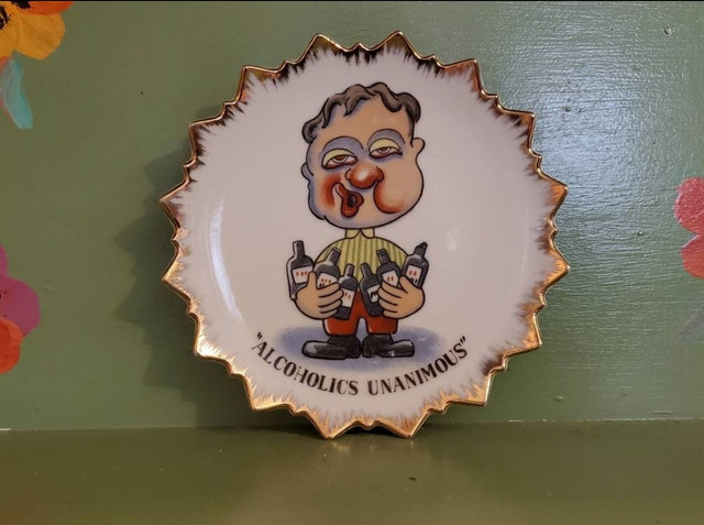 Vintage ashtray Novelty adult humor Alcoholics Unanimous Bar Monster Fink