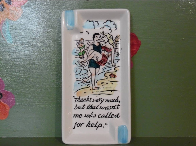 Vintage ashtray Novelty adult humor Bathing Suit Beach Rescue Help