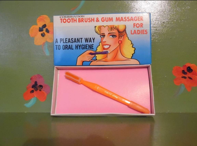 Vintage sex adult Novelty joke gift penis toothbrush gum massager