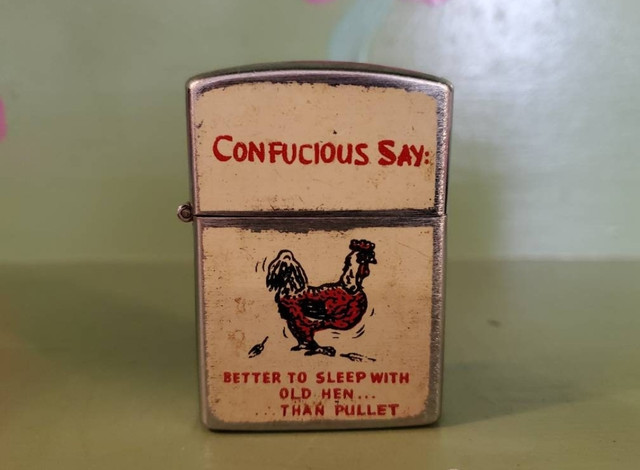 Vintage lighter Novelty adult humor sex Old Hen Rooster