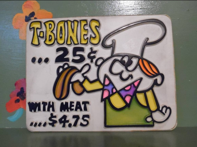 Vintage sign adult Novelty vacuform chef t bones