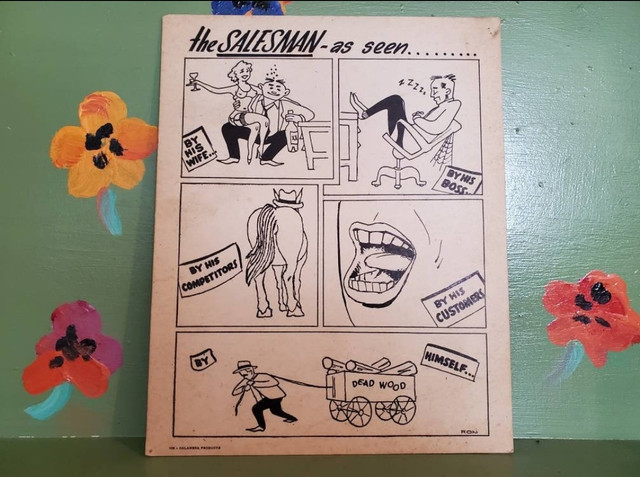 Vintage sign adult Novelty paper salesman wife boss Vintage sign adult Novelty paper salesman wife boss