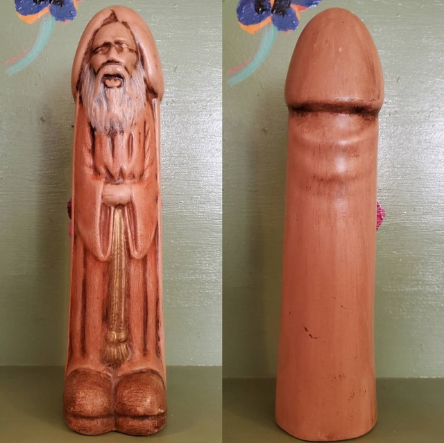 Vintage funny ceramic penis monk statue Rasputin