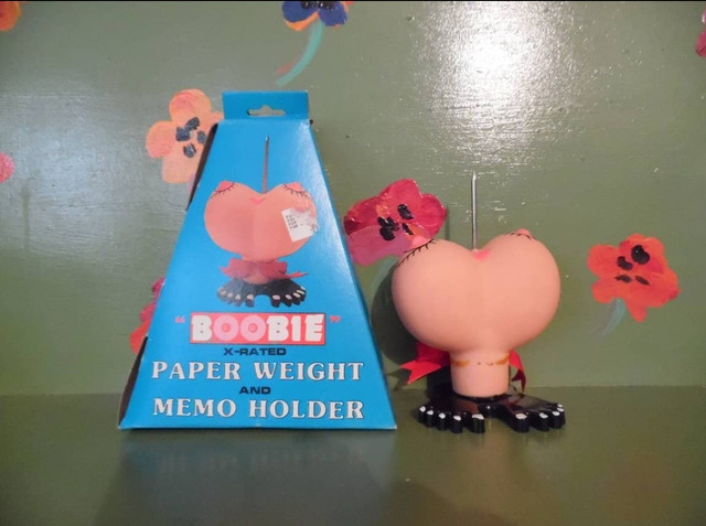 Vintage adult Novelty sex joke boobie paperweight memo