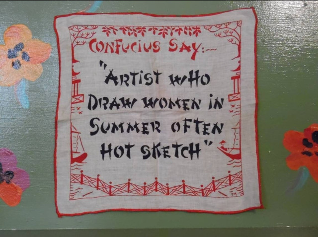 Vintage handkerchief Confucius Artist Summer Hot Sketch