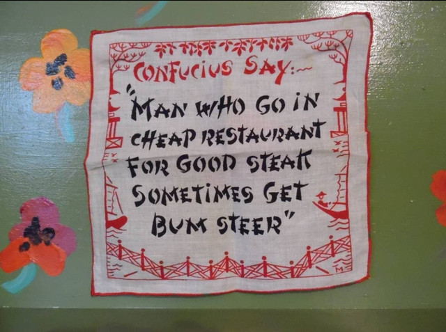 Vintage handkerchief Confucius Cheap Restaurant Steak Bum Steer