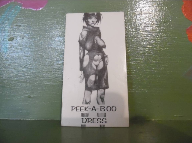 Vintage pinup cartoon business card Peek a Boo Dress Cutouts