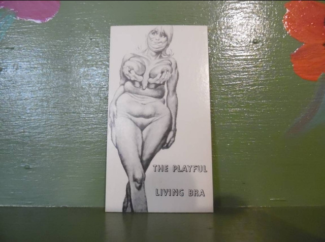 Vintage pinup cartoon business card Living Hand Bra