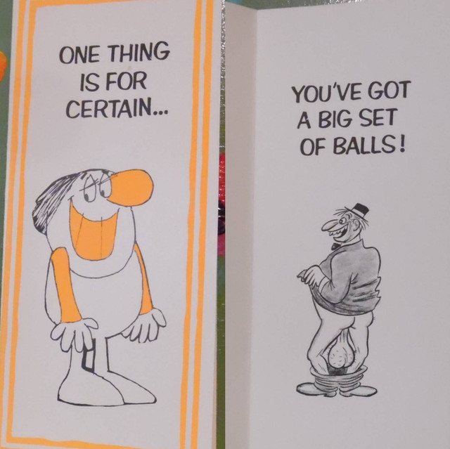 Vintage Funny greeting card adults Penis Big Balls
