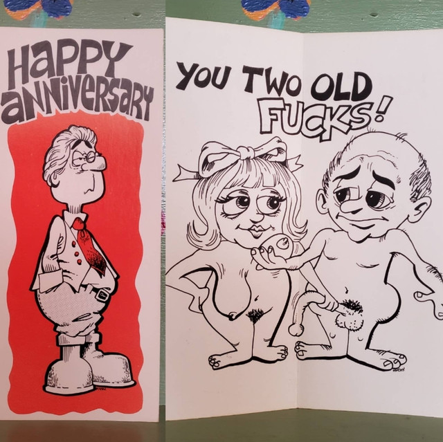 Vintage Funny greeting card adult Two Old Fucks Sagging