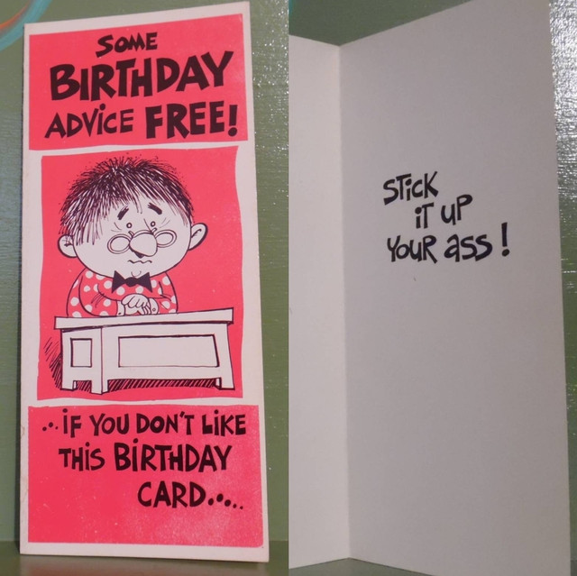 Vintage Funny greeting card adult Advice Stick Up Ass