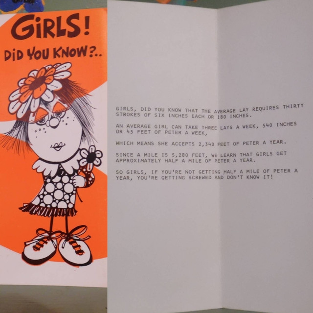 Vintage Funny greeting card adult girls penis