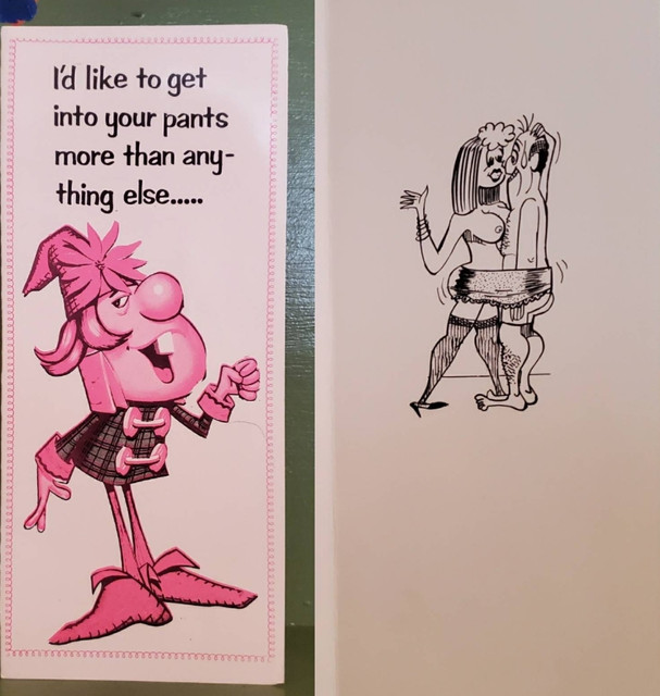 Vintage Funny greeting card adult Get in Pants
