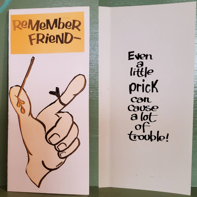Vintage Funny greeting card adult finger Little Prick Penis