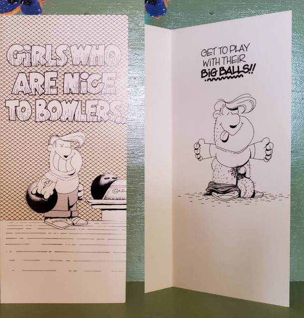 Vintage Funny greeting card adult Birthday Bowling Balls Play Penis