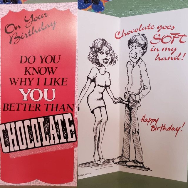 Vintage Funny greeting card adultBirthday Chocolate Soft Penis