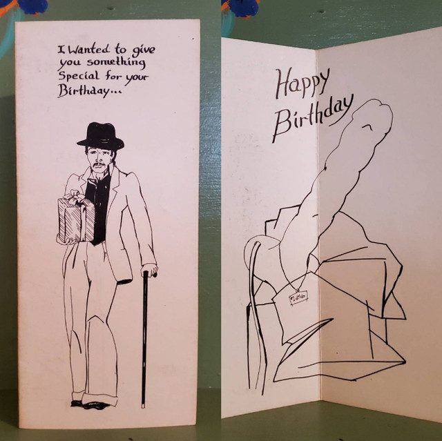Vintage Funny greeting card adult Birthday Dildo Penis Dick Box