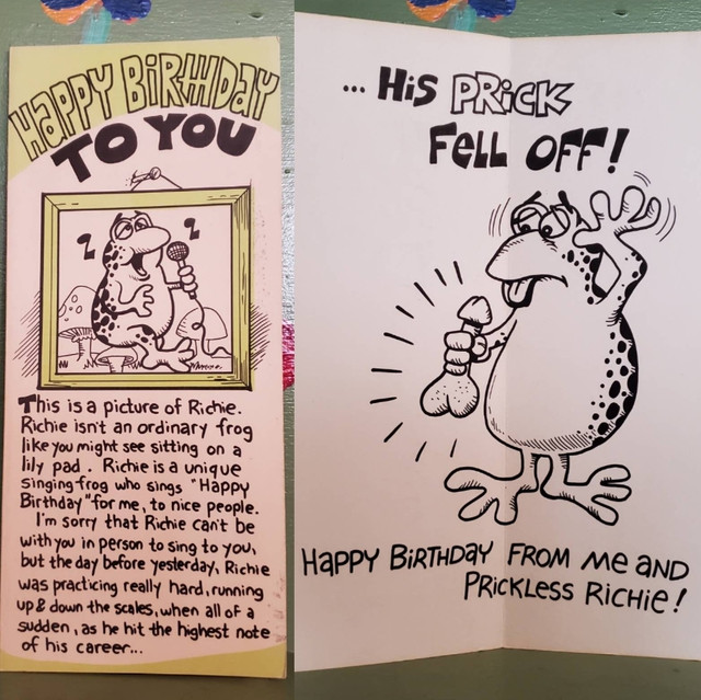 Vintage Funny greeting card adult Birthday Frog Prick Penis Fairy Tale