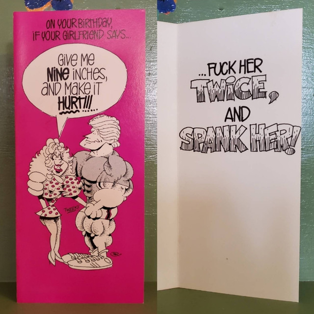 Vintage Funny greeting card adult Birthday Girlfriend Fuck Spank Penis
