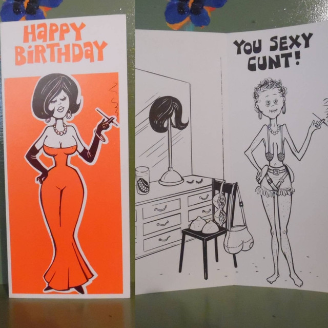 Vintage Funny greeting card adult Birthday Pinup Sexy Cunt