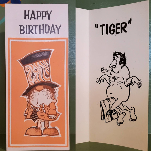 Vintage Funny greeting card adult Tiger Penis Boner