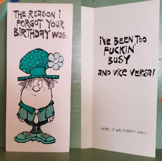 Vintage Funny greeting card adult Birthday Too Busy Fucking