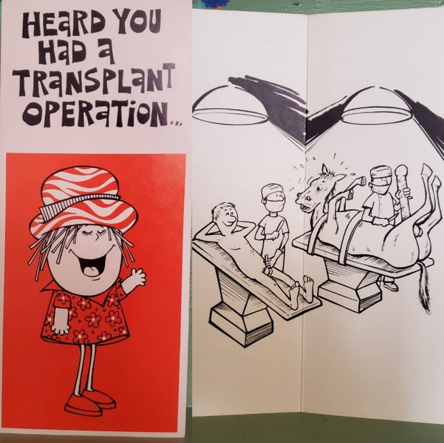 Vintage Funny greeting card adult Birthday Transplant Operation horse Penis