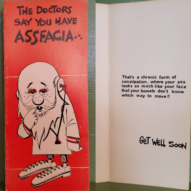 Vintage Funny greeting card adult Get Well Ass Face