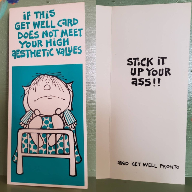 Vintage Funny greeting card adult Stick Up Ass Get Well