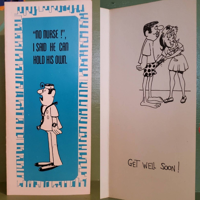 Vintage Funny greeting card adult Get Well Nurse Hold Penis Handjob