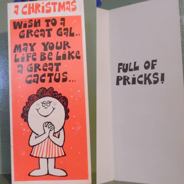 Vintage Christmas Greeting Card Cactus Prick