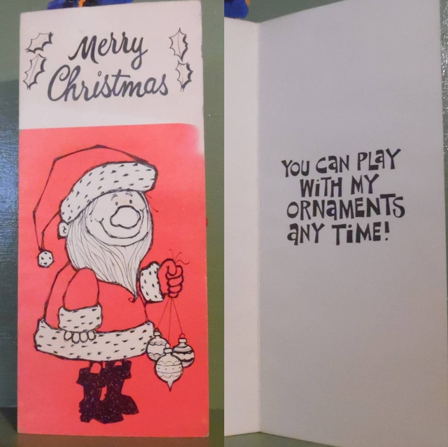 Vintage Christmas Greeting Card Ornaments Balls Penis