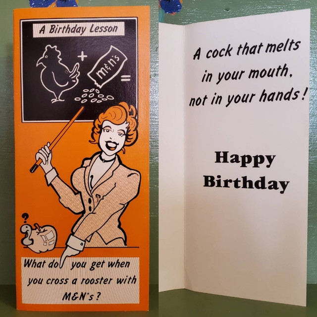 Vintage Funny greeting card adult Chocolate Candy Melt Mouth Penis