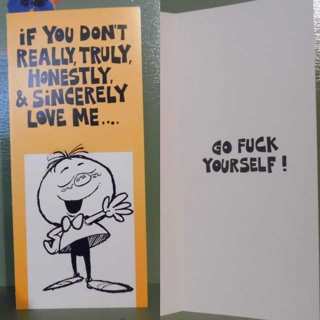 Vintage Funny greeting card adult Anniversary Love Go Fuck Yourself