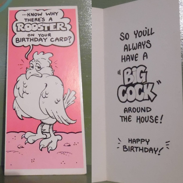 Vintage Funny greeting card adult Rooster Cock Penis