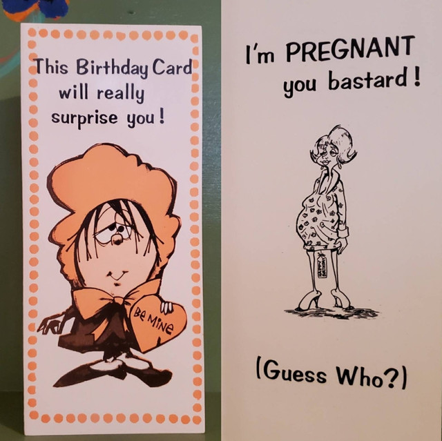 Vintage Funny greeting card adult surprise pregnant Vintage Funny greeting card adult surprise pregnant