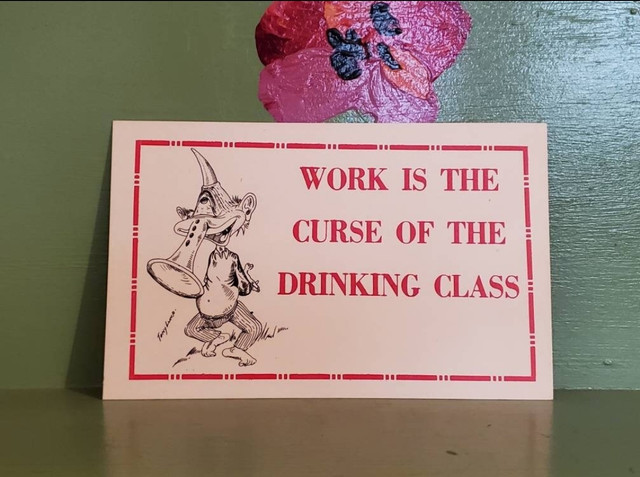 Vintage postcard comic Fink Monster Work Curse Drinking Class