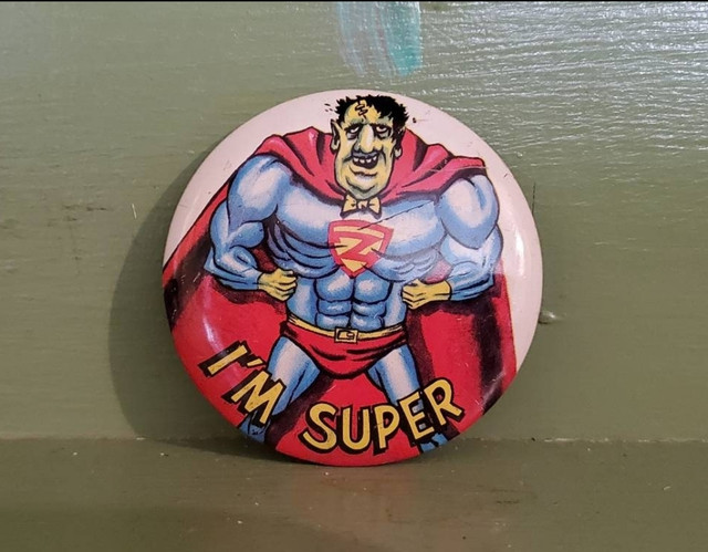 Pin Button fink vintage funny superman