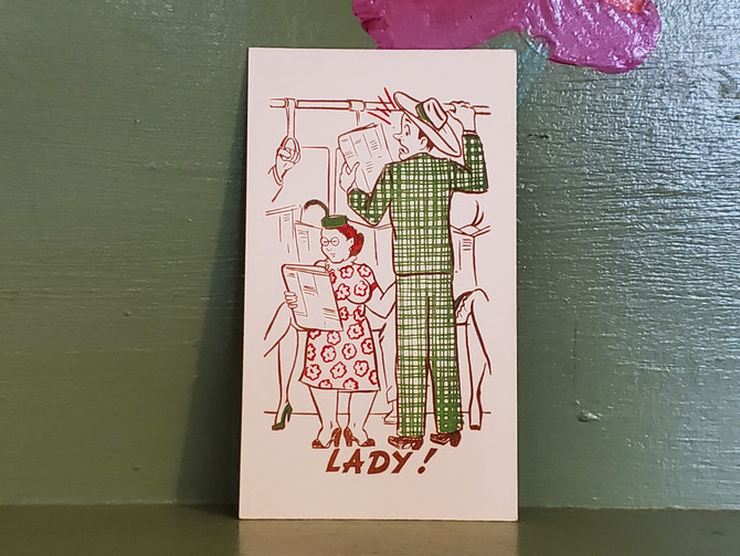 Vintage Train Subway Lady Grab Penis business card