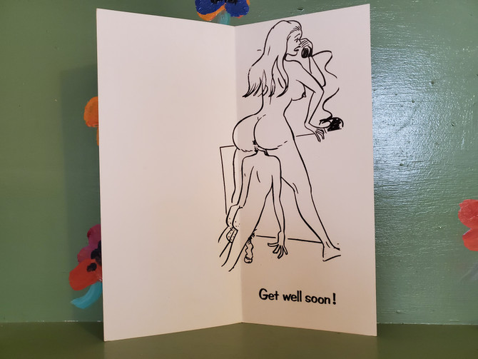 Adult Naughty Humor Greeting Card Gag Gift Joke Sex Cartoon Novelty Get Well Head Up Ass Accident Mid Century Modern Retro Vintage