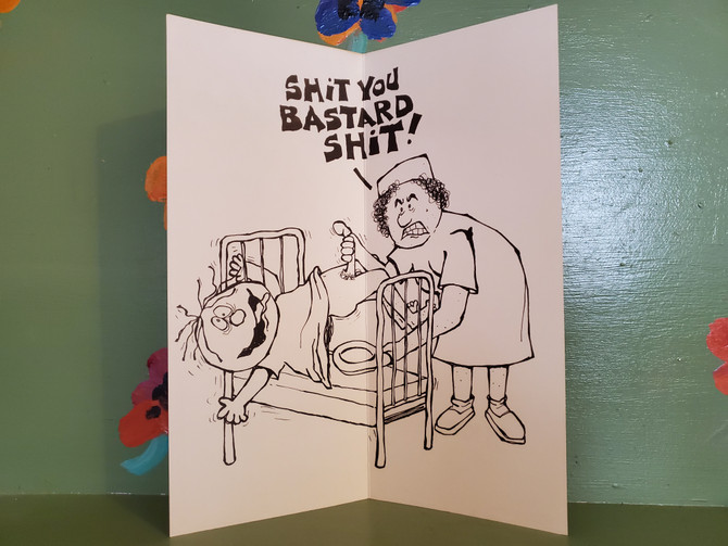 Adult Naughty Humor Greeting Card Gag Gift Joke Sex Cartoon Novelty Get Well Hospital Nurse Penis Shit Mid Century Modern Retro Vintage