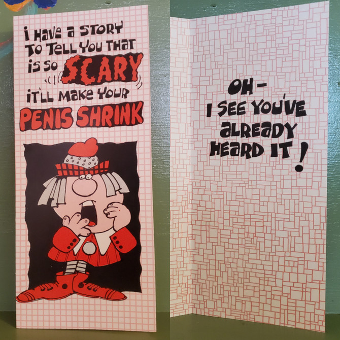 scary story make your penis shrink greeting card