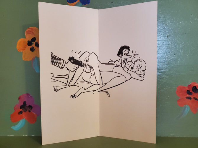 Adult Naughty Humor Greeting Card Gag Gift Joke Sex Cartoon Novelty Blast Birthday Penis Butt Gun Mid Century Modern Retro Vintage