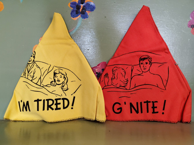Adult Naughty Humor Happy Marriage Night Caps Gag Gift Joke Sex Cartoon Novelty Pinup Penis Mid Century Modern Retro Vintage