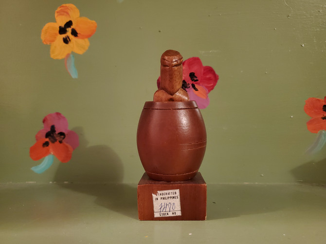 Adult Naughty Humor Gag Gift Joke Sex Barrel Man Pop Up Penis Novelty Mid Century Modern Retro Vintage